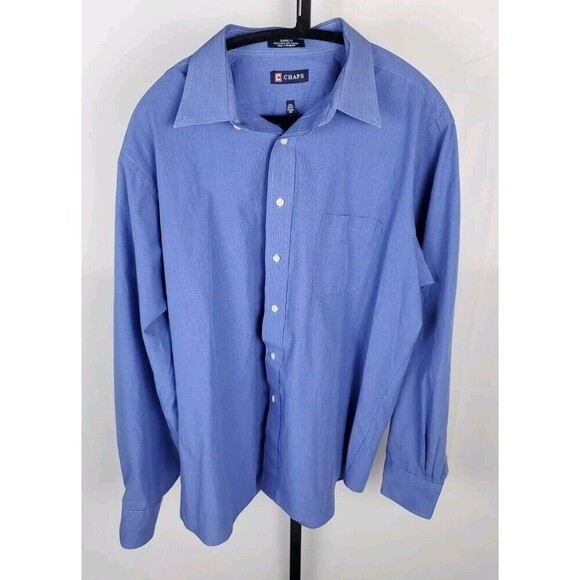 Chaps Long Sleeve Men's Size 17 1/2 36/37 Classic Fit Button Up Shirt Blue - Picture 1 of 10
